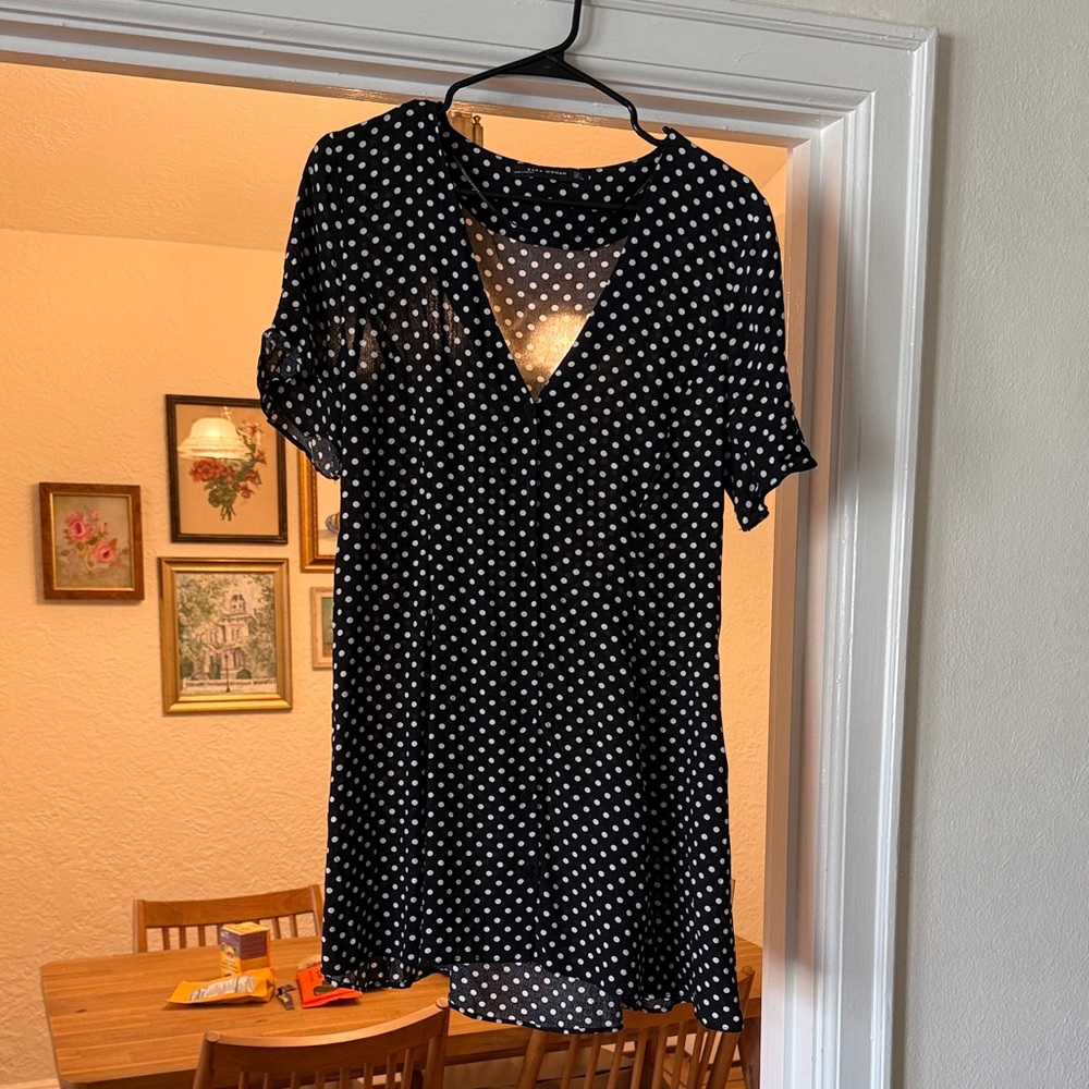 Zara Black and White Polka Dot Dress